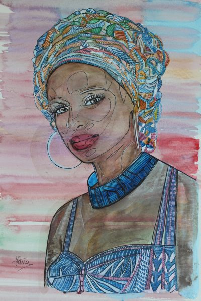 African woman in blue