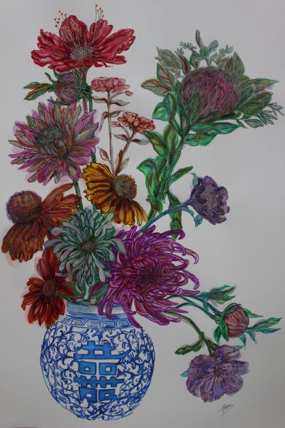 Flowers in Chinese vase